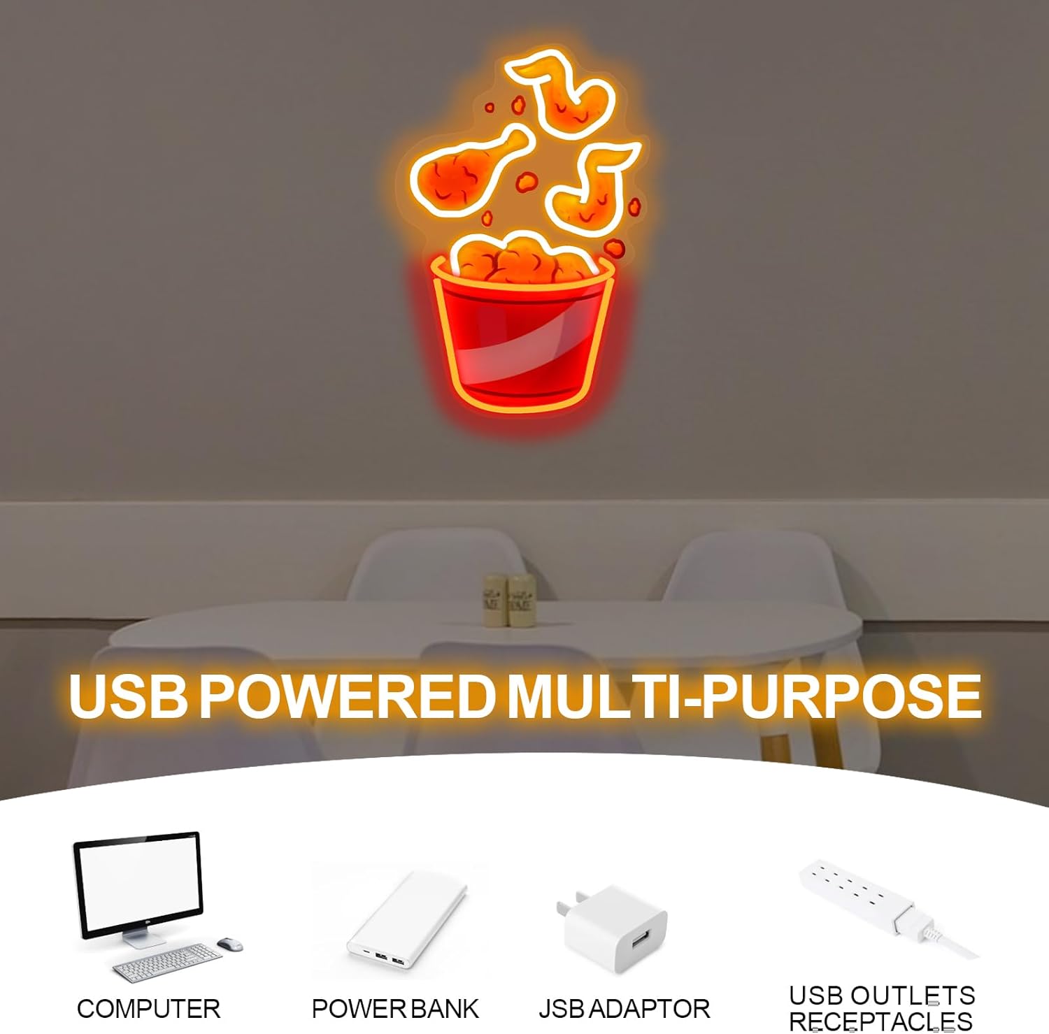 Fried Chicken Neon Sign USB Di - Party Games Shop recensione e prezzo