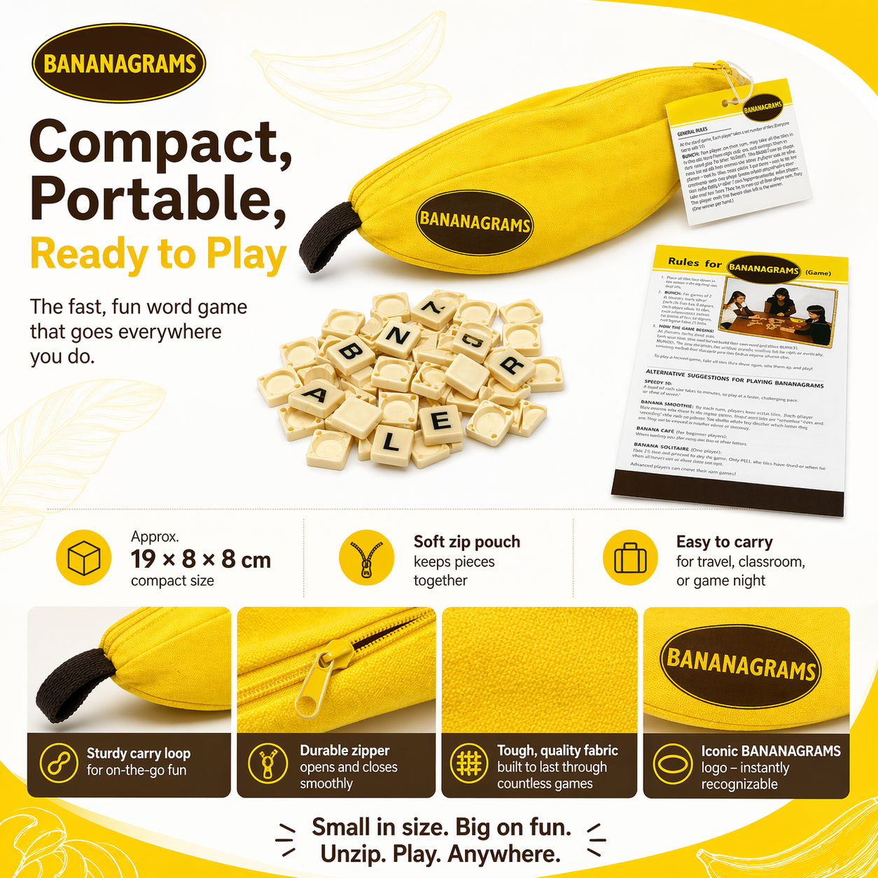 Banana-Shaped Word Tile Game w - Party Games Night recensione e prezzo